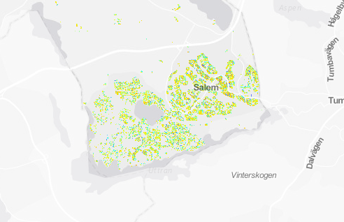 Med hjälp av solkartan kan du ta reda på hur mycket solen strålar på ditt tak, vilka delar av taket som är bäst att använda för solenergi och hur mycket el eller värme en solenergianläggning skulle kunna producera under ett år.