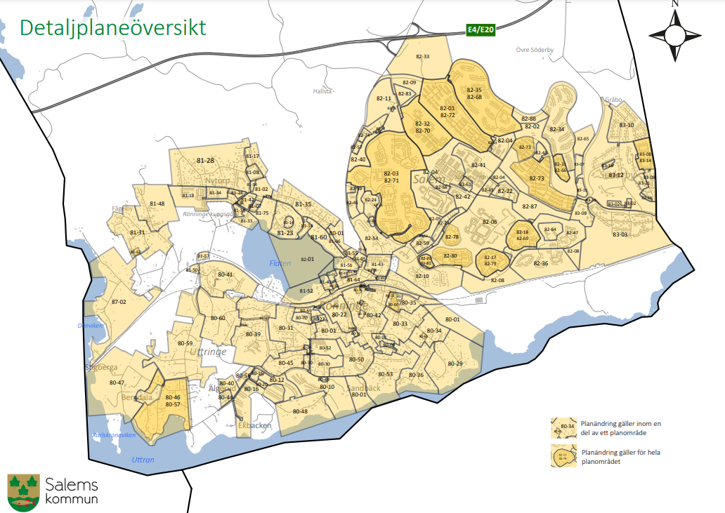 Karta över detaljplaneområden 