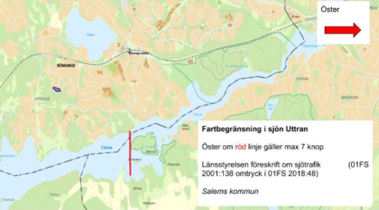 I Uttran får du inte längre åka i högre fart än sju knop i östra delen av Ensta ö.